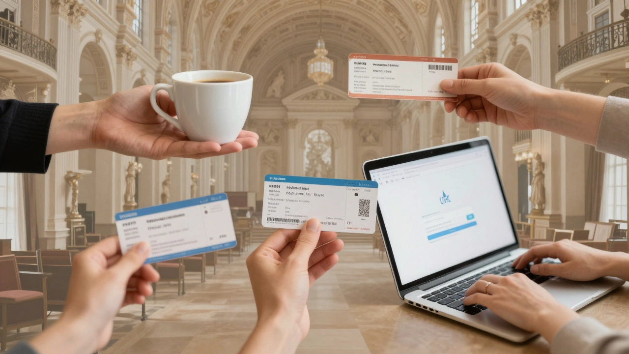 Abstract hands interacting with objects symbolizing connection, travel, and digital communication.