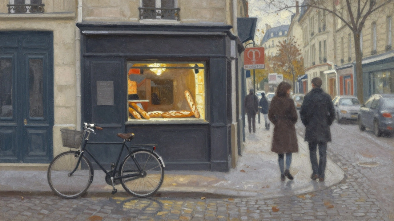 Sunlight on Paris cobblestones at dusk, a bicycle bell ringing, a baguette rising from an oven.